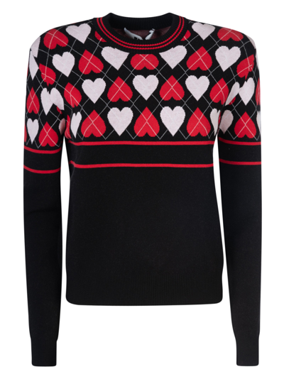 Shop Msgm Heart Sweater In Black