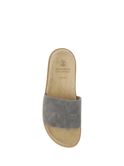 Shop Brunello Cucinelli Sandals In Fumo+camel