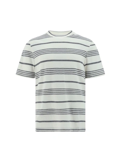 Shop Brunello Cucinelli T-shirts In Off White/grigio/blu