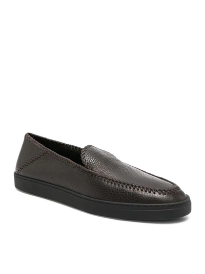Giorgio Armani Men's Leather Easy Loafers In Brown