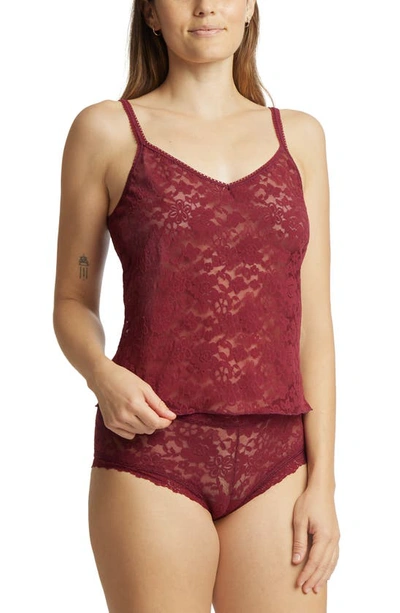 Shop Hanky Panky Daily Lace Sheer Camisole In Lipstick Red