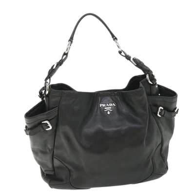 Shop Prada Leather Shoulder Bag () In Black