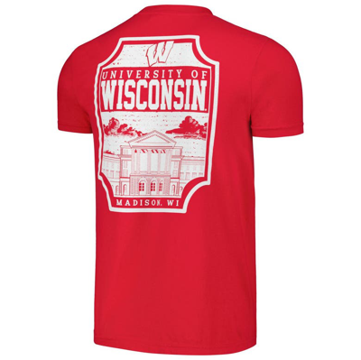 Shop Image One Red Wisconsin Badgers Campus Badge Comfort Colors T-shirt