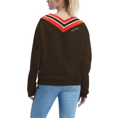 Shop Tommy Hilfiger Brown Cleveland Browns Heidi V-neck Pullover Sweatshirt
