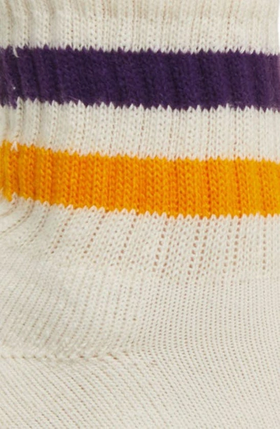 Shop American Trench The Retro Stripe Quarter Socks In Purple/ Gold