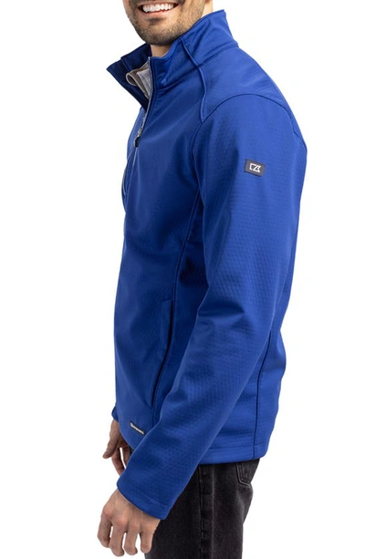 Cutter & Buck Evoke Eco Softshell Recycled Full Zip Mens Jacket In Tour Blue