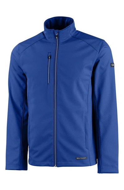Cutter & Buck Evoke Eco Softshell Recycled Full Zip Mens Jacket In Tour Blue