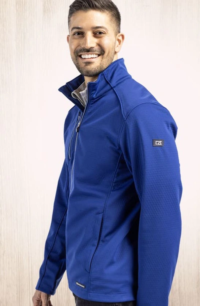 Cutter & Buck Evoke Eco Softshell Recycled Full Zip Mens Jacket In Tour Blue
