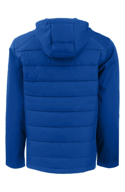 Cutter & Buck Evoke Hybrid Eco Softshell Recycled Full Zip Mens Big & Tall Hooded Jacket In Tour Blue