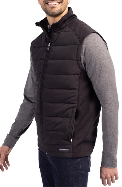 Cutter & Buck Evoke Hybrid Softshell Recycled Mens Full Zip Vest In Black