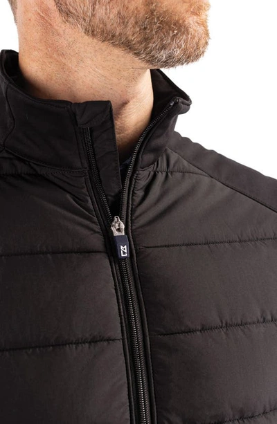 Cutter & Buck Evoke Hybrid Softshell Recycled Mens Full Zip Vest In Black