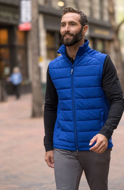Cutter & Buck Evoke Hybrid Softshell Recycled Mens Full Zip Vest In Blue