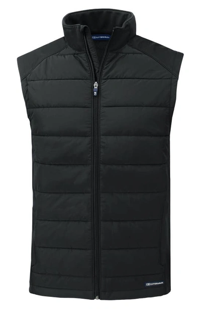 Cutter & Buck Evoke Hybrid Softshell Recycled Mens Full Zip Vest In Black