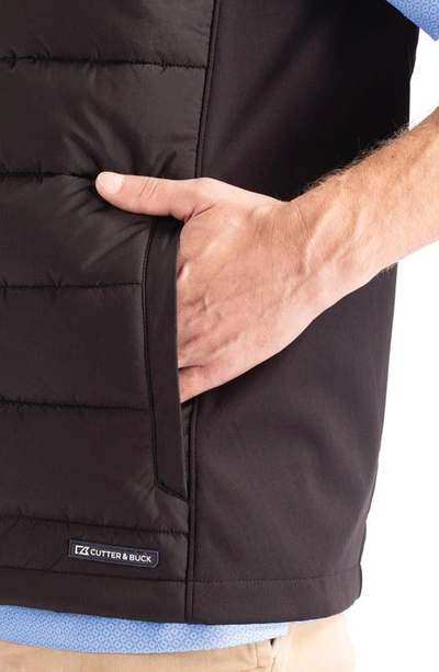 Cutter & Buck Evoke Hybrid Softshell Recycled Mens Full Zip Vest In Black