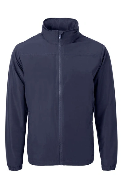 Shop Cutter & Buck Charter Water Resistant Packable Full Zip Recycled Polyester Jacket In Navy Blue