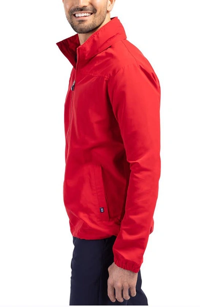 Cutter & Buck Charter Water Resistant Packable Full Zip Recycled Polyester Jacket In Red