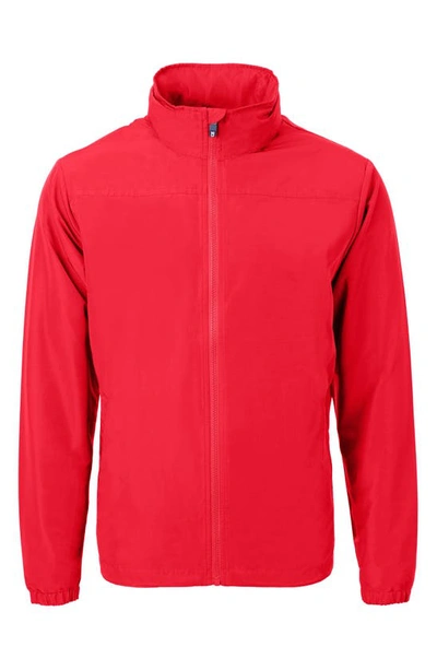 Cutter & Buck Charter Water Resistant Packable Full Zip Recycled Polyester Jacket In Red