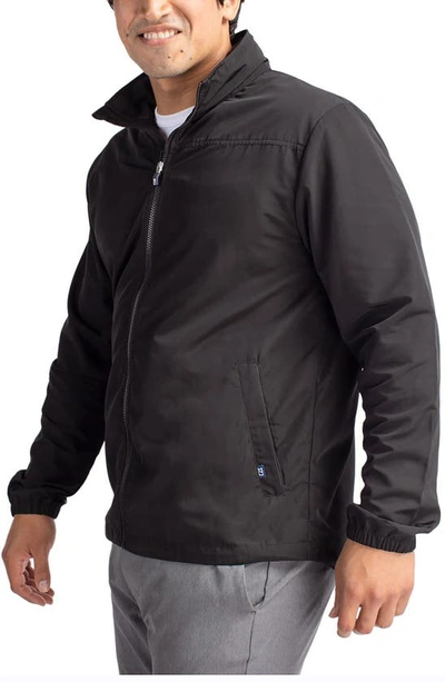 Cutter & Buck Charter Water Resistant Packable Full Zip Recycled Polyester Jacket In Black