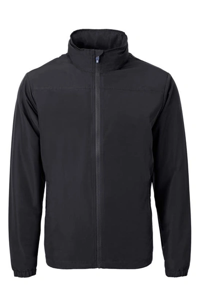 Cutter & Buck Charter Water Resistant Packable Full Zip Recycled Polyester Jacket In Black