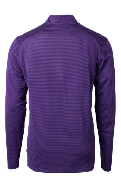 Shop Cutter & Buck Virtue Piqué Quarter Zip Pullover In College Purple/ Black