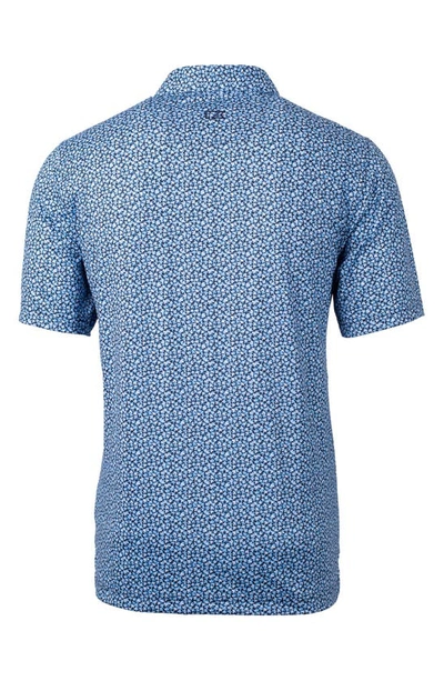 Cutter & Buck Magnolia Scatter Print Performance Polo In Atlas/ Navy Blue