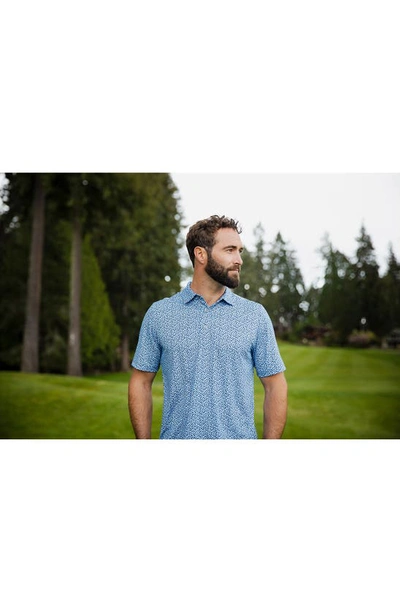 Cutter & Buck Magnolia Scatter Print Performance Polo In Atlas/ Navy Blue
