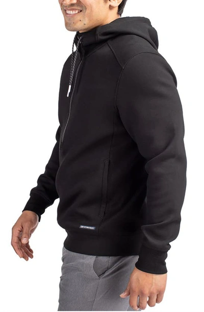 Cutter & Buck Roam Interlock Half Zip Hoodie In Black