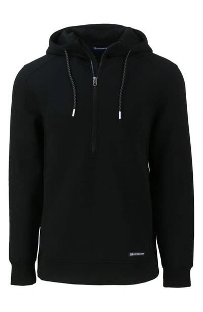 Cutter & Buck Roam Interlock Half Zip Hoodie In Black