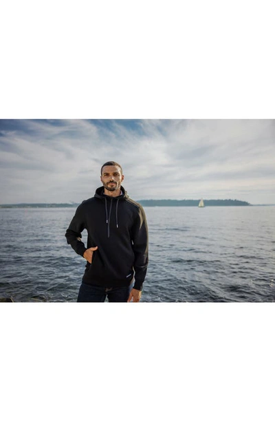 Cutter & Buck Roam Interlock Half Zip Hoodie In Black