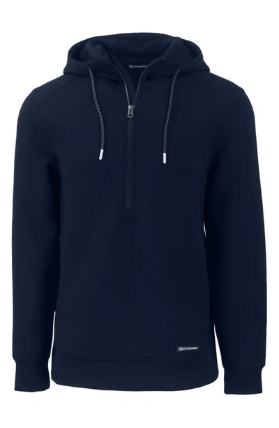 Cutter & Buck Roam Interlock Half Zip Hoodie In Navy Blue