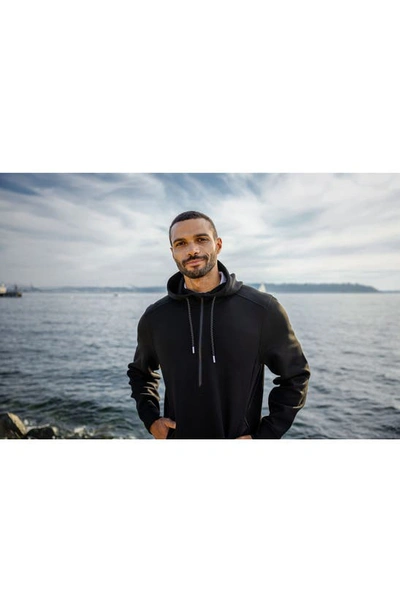 Cutter & Buck Roam Interlock Half Zip Hoodie In Black