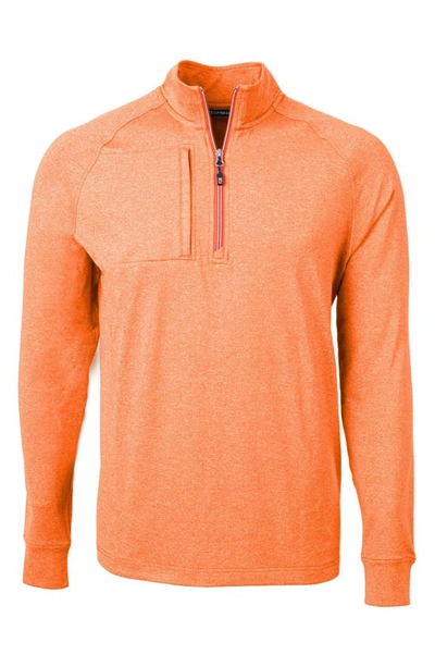Cutter & Buck Adapt Eco Knit Heather Mens Quarter Zip Pullover In Orange
