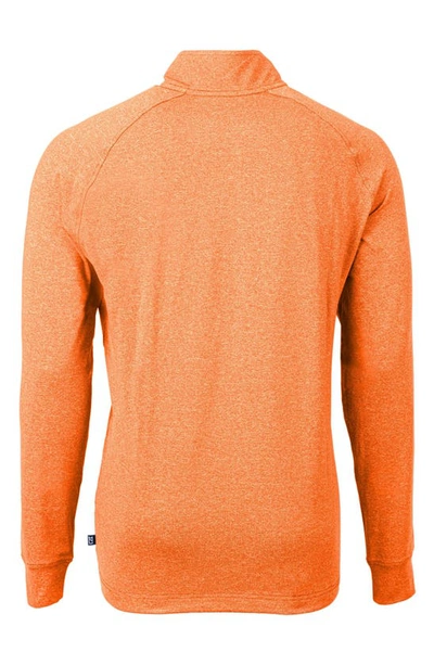 Cutter & Buck Adapt Eco Knit Heather Mens Quarter Zip Pullover In Orange