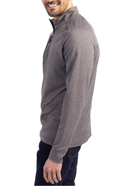 Cutter & Buck Adapt Eco Knit Heather Mens Quarter Zip Pullover In Gray