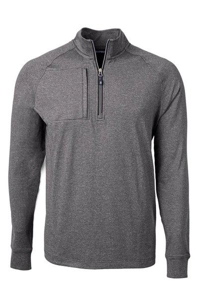 Cutter & Buck Adapt Eco Knit Heather Mens Quarter Zip Pullover In Gray