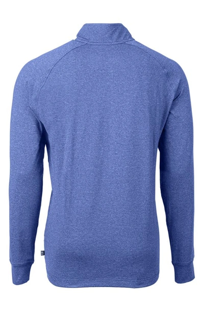 Cutter & Buck Adapt Eco Knit Heather Mens Quarter Zip Pullover In Tour Blue Heather