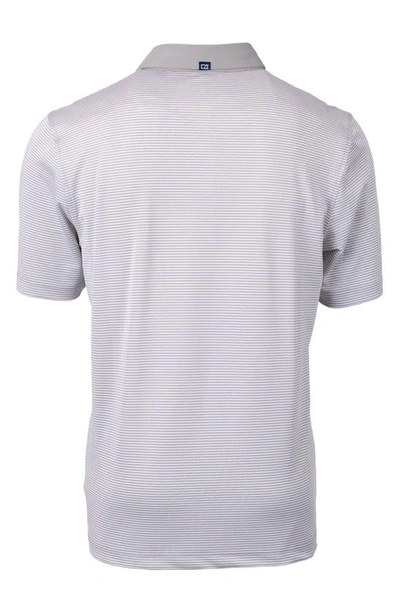 Shop Cutter & Buck Microstripe Performance Recycled Polyester Blend Golf Polo In Polished/ White