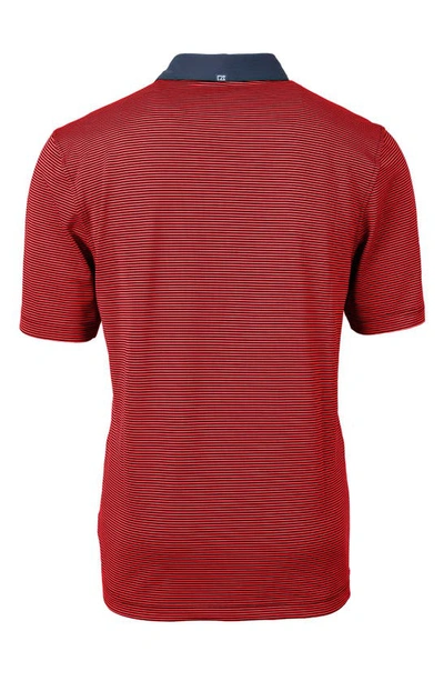 Shop Cutter & Buck Microstripe Performance Recycled Polyester Blend Golf Polo In Red/ Navy Blue