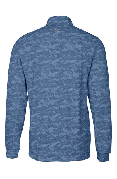 Cutter & Buck Traverse Camo Print Stretch Quarter Zip Mens Big And Tall Pullover Jacket In Navy Blue