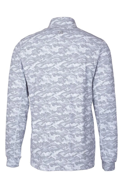 Cutter & Buck Cutter Buck Traverse Camo Print Stretch Quarter Zip Mens Big And Tall Pullover Jacket In Charcoal