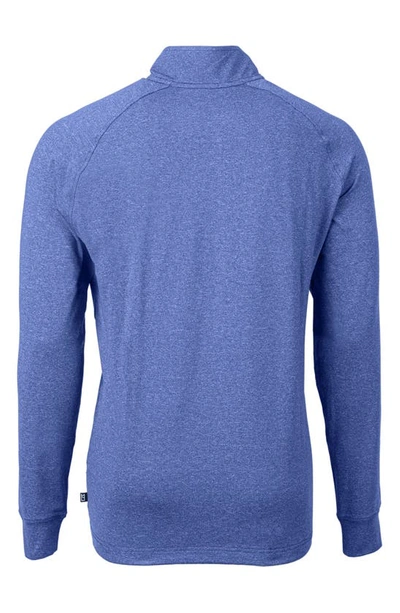 Cutter & Buck Adapt Eco Knit Heather Mens Quarter Zip Pullover In Blue