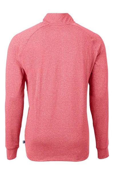 Cutter & Buck Adapt Eco Knit Heather Mens Quarter Zip Pullover In Pink