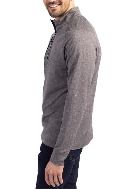 Cutter & Buck Adapt Eco Knit Heather Mens Quarter Zip Pullover In Gray