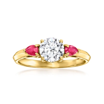 Shop Ross-simons Lab-grown Diamond Ring With . Rubies In 14kt Yellow Gold In Red