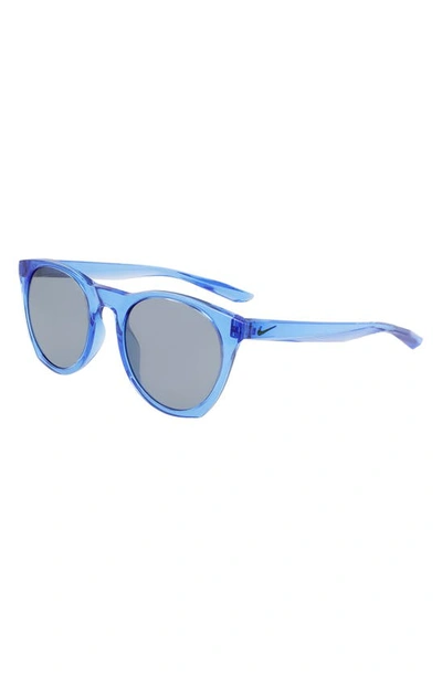 Shop Nike Essential Horizon 51mm Sunglasses In Royal Pulse Silver Flash