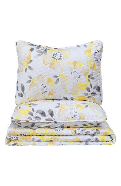 Woven & Weft Watercolor Flower Quilt & Pillow Sham Set In Yellow
