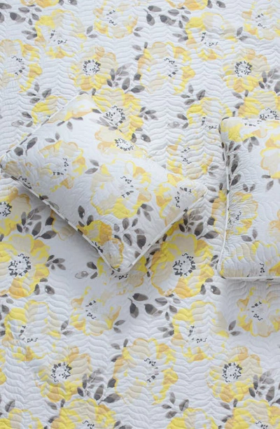 Shop Woven & Weft Watercolor Flower Quilt & Pillow Sham Set In Yellow