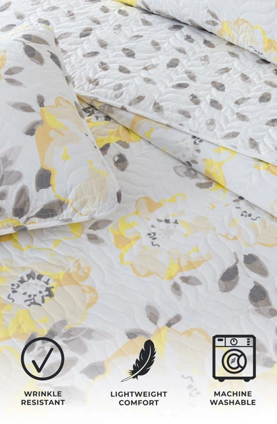 Woven & Weft Watercolor Flower Quilt & Pillow Sham Set In Yellow