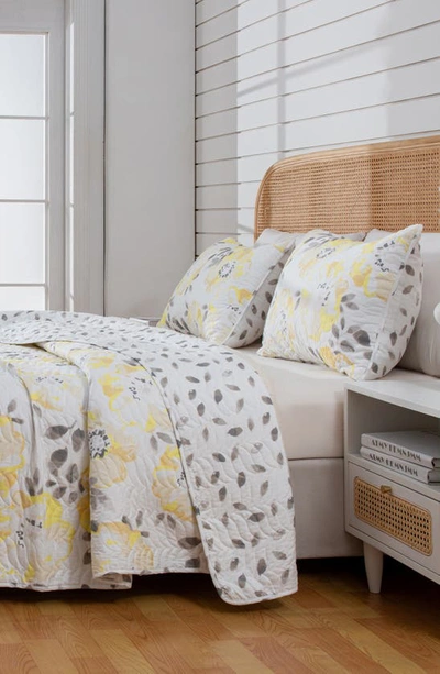 Shop Woven & Weft Watercolor Flower Quilt & Pillow Sham Set In Yellow