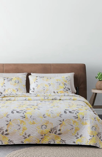 Woven & Weft Watercolor Flower Quilt & Pillow Sham Set In Yellow